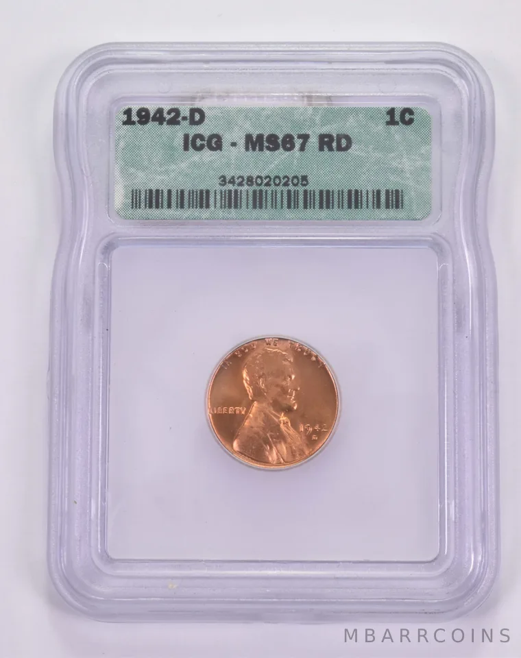 MS67RD 1942-D Lincoln Wheat Cent ICG a8597