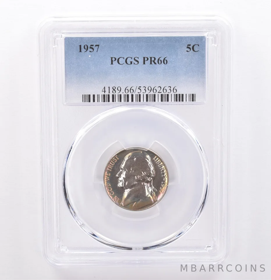 1957 Jefferson Nickel PR66 PCGS Beautiful Tone *9264