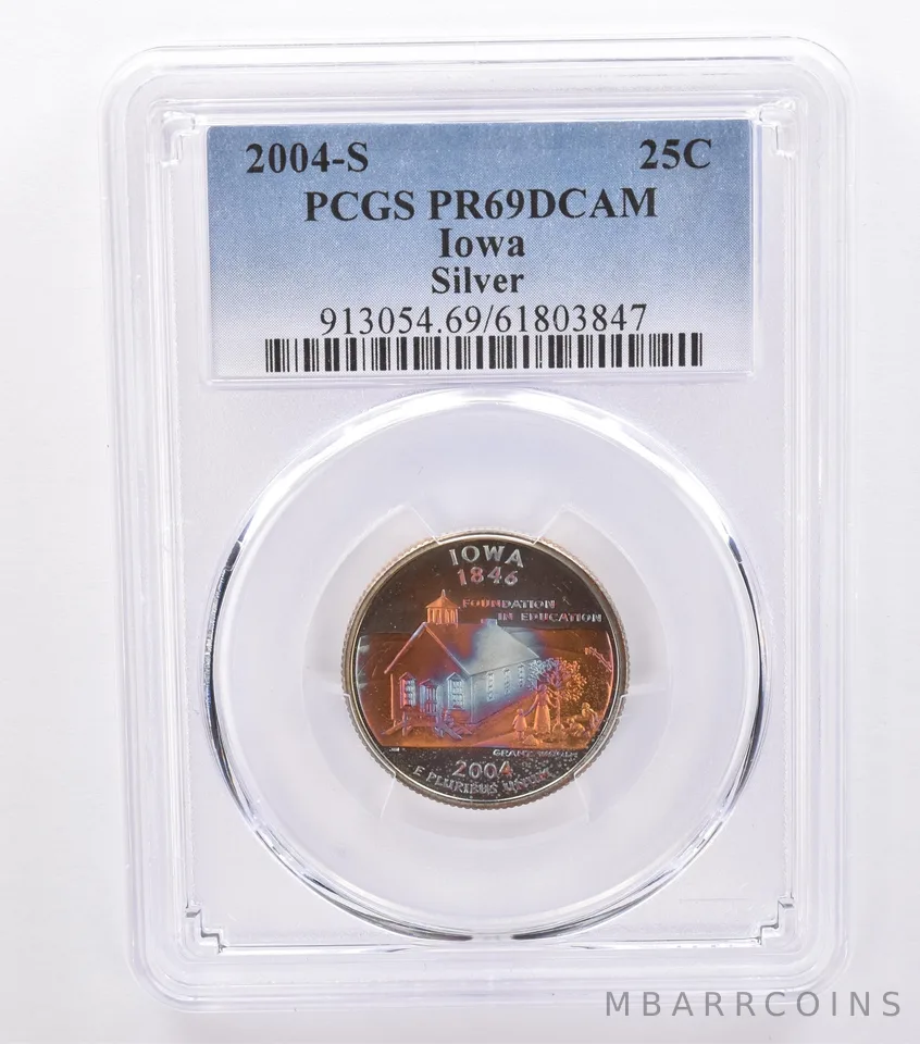 2004-S Washington State Quarter Iowa Silver PR69 DCAM PCGS Beautiful Tone *8746