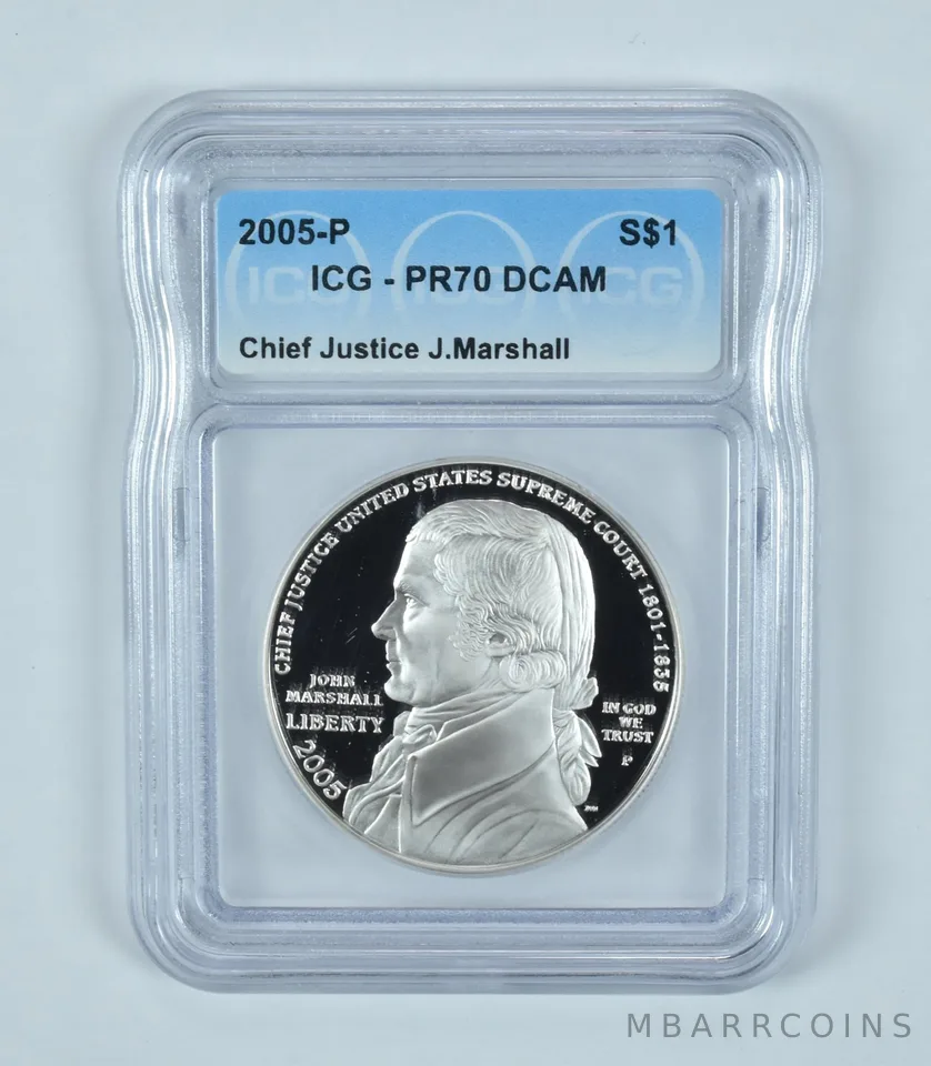 2005-P John Marshall Commemorative Silver Dollar PR70 DCAM ICG