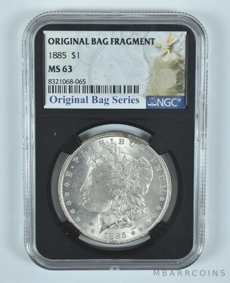 1885 Morgan Silver Dollar Original Bag Fragment MS63 NGC