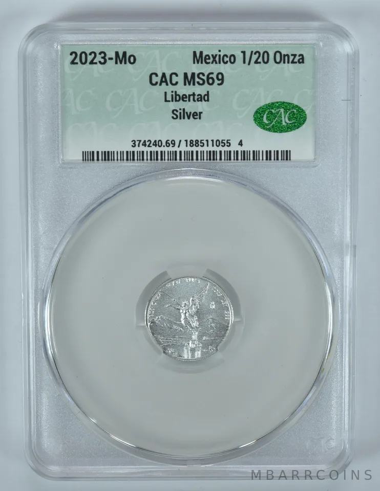 2023 Mo Mexico 1/20 Onza Silver Libertad MS69 CAC CACg