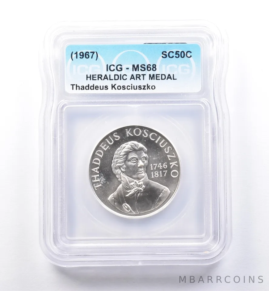 (1967) So Called Half Dollar Thaddeus Kosciuszko MS68 ICG *8494