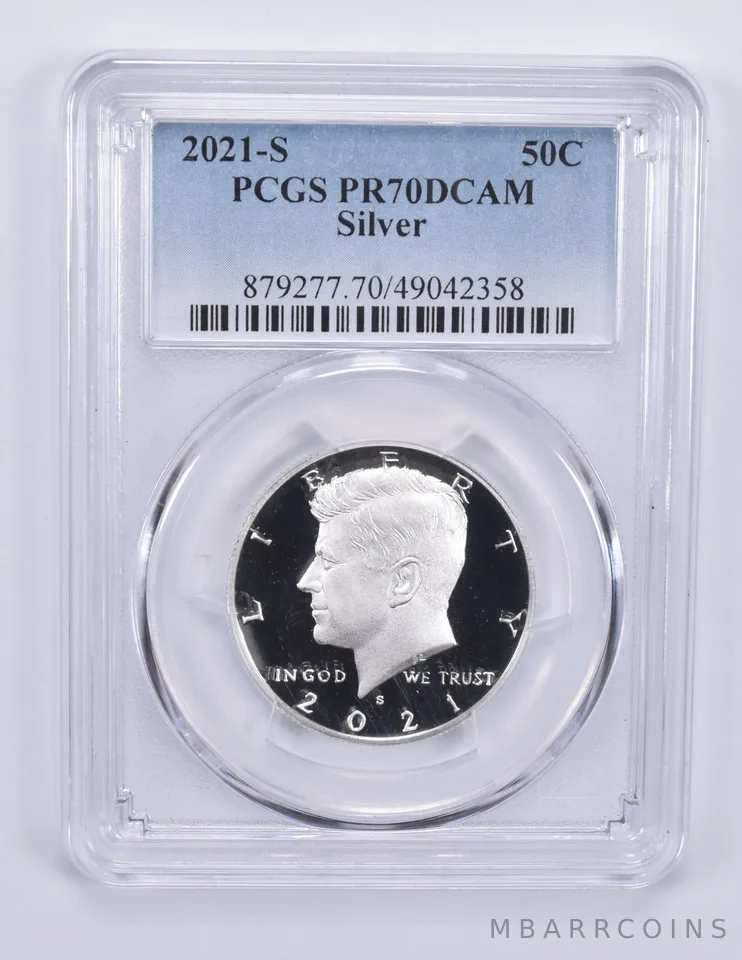 2021-S Kennedy Half Dollar Silver PR70 DCAM PCGS Blue Label