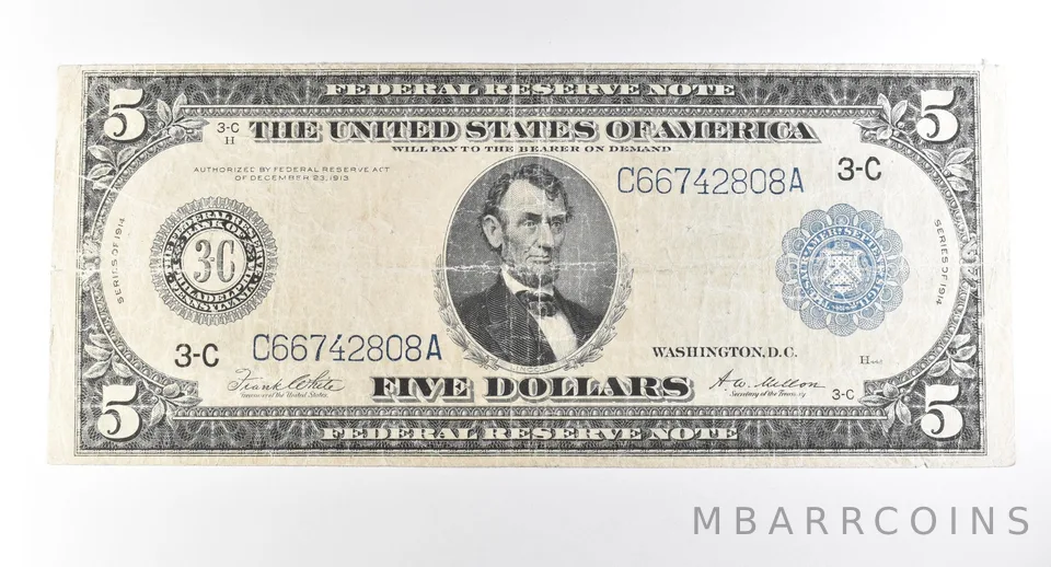 1914 $5 Philadelphia PA FRN Large Note Blue Seal *2757
