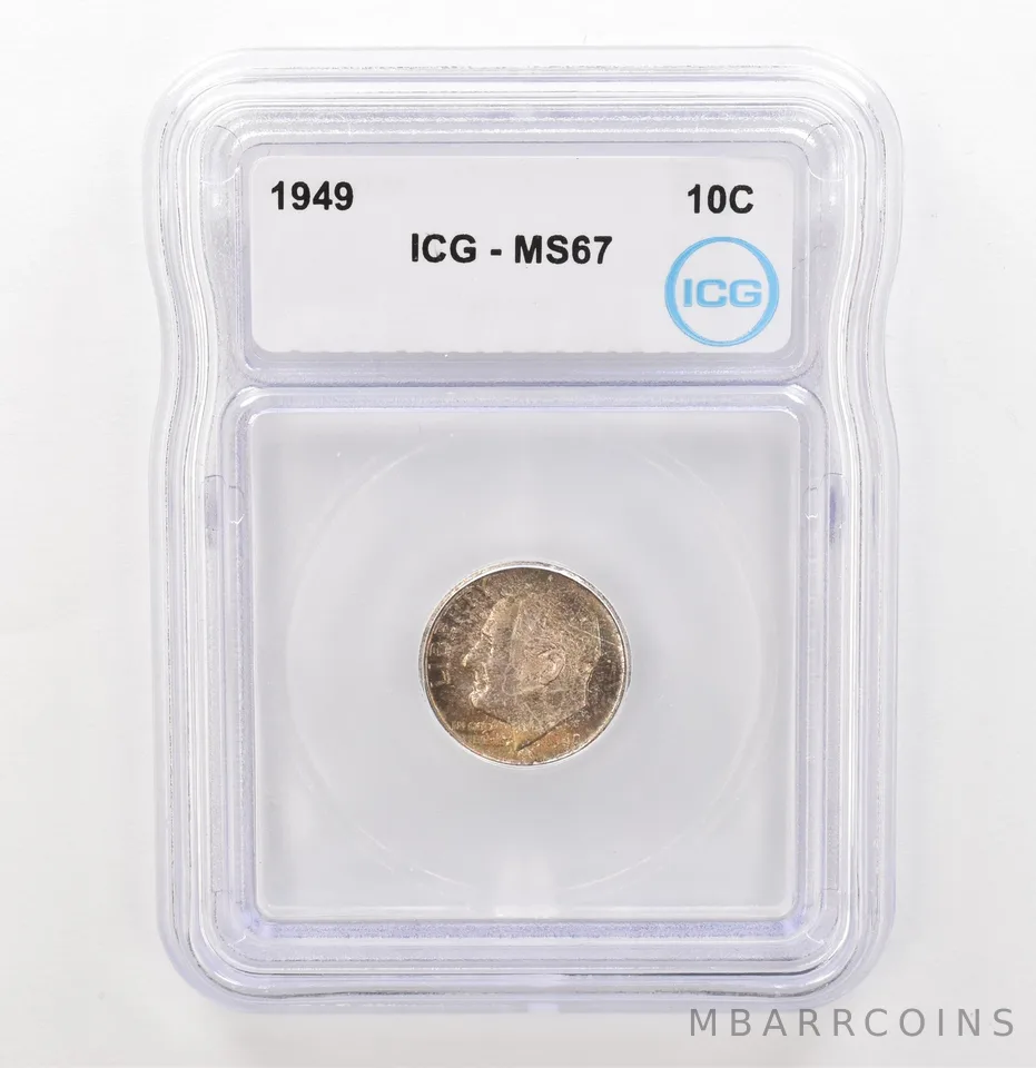 1949 Roosevelt Dime MS67 ICG Beautiful Tone a3923