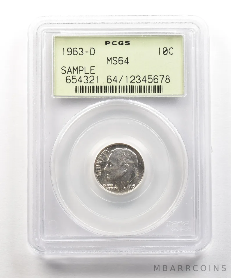 1963-D Roosevelt Dime Sample MS64 PCGS OGH a4881
