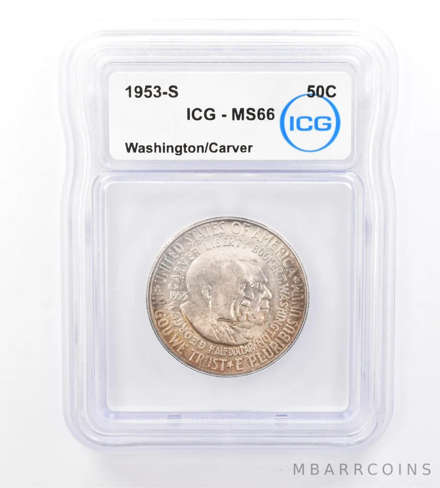 1953-S Washington/Carver Commemorative Half Dollar MS66 ICG Beautiful Tone *1725