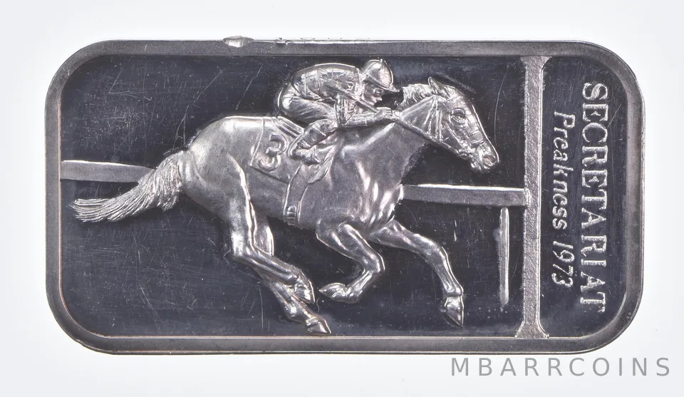 1 Oz Silver Bar 1973 Secretariat Triple Crown Commemorative Ingot *2314