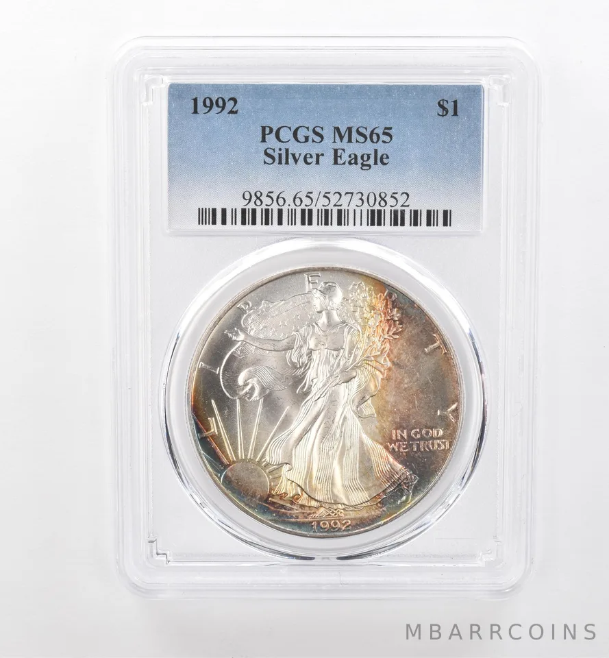 1992 American Silver Eagle MS65 PCGS Beautiful Tone *1957