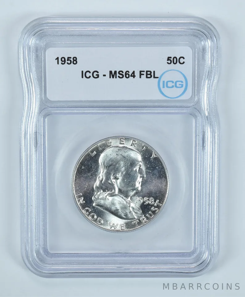1958 Franklin Half Dollar MS64 FBL ICG