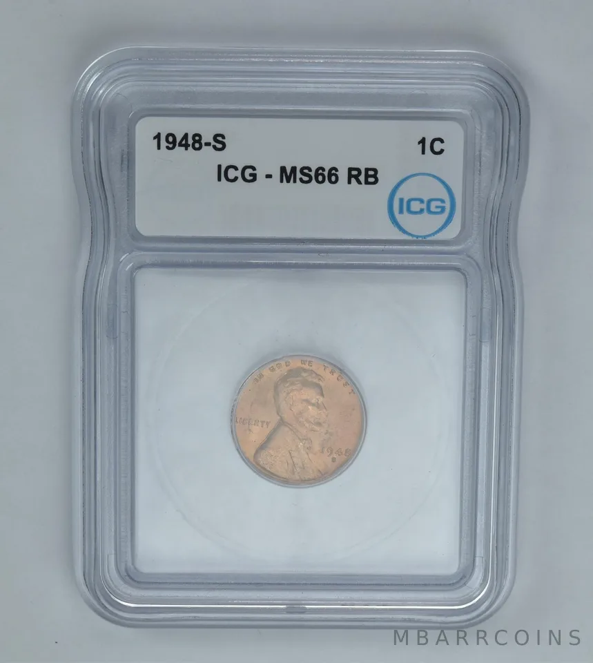 1948-S Lincoln Wheat Cent MS66 RB ICG Beautiful Tone a0996
