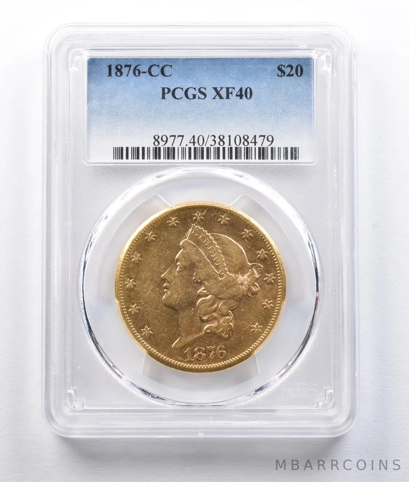 1876-CC $20 Liberty Head Gold Double Eagle XF40 PCGS *2962