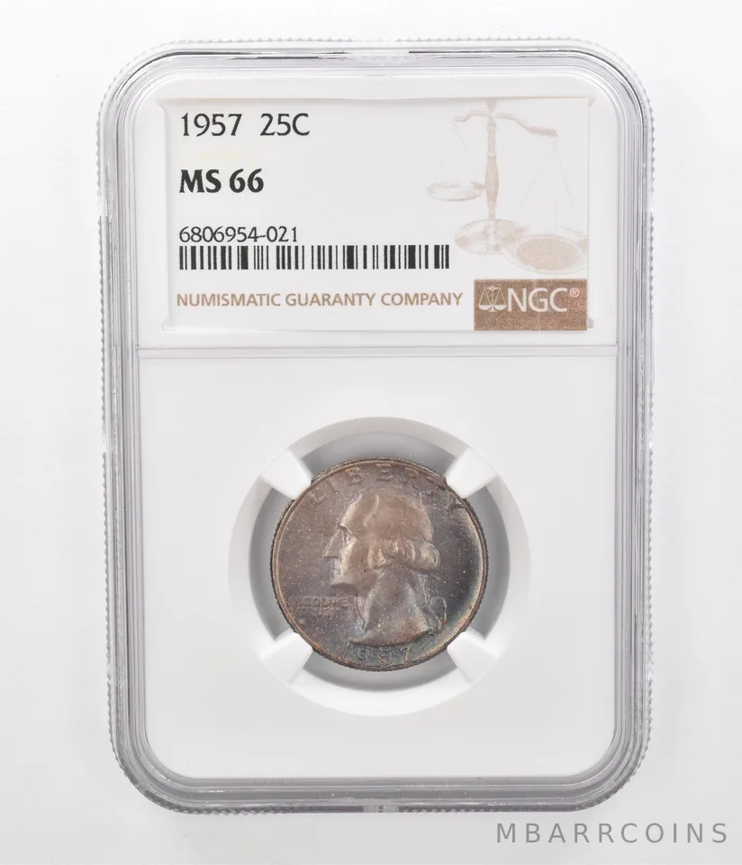 1957 Washington Quarter MS66 NGC Beautiful Tone *2329