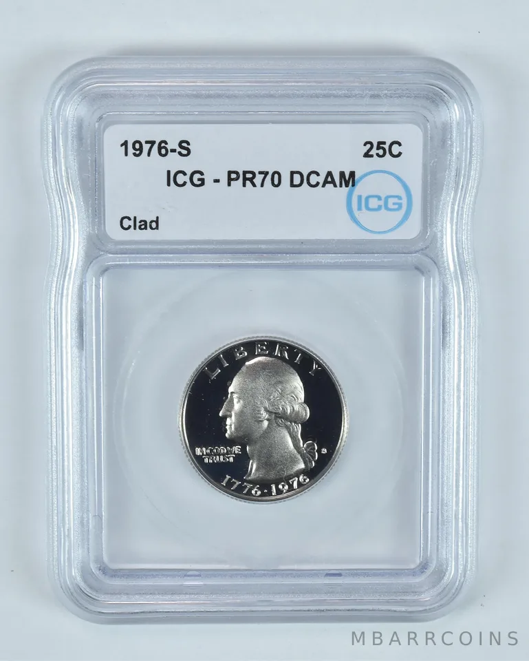 1976-S Washington Quarter CLAD PR70 DCAM ICG