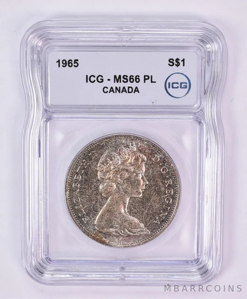 1965 Canada 1 Dollar Silver MS66 PL ICG Beautiful Tone *1176