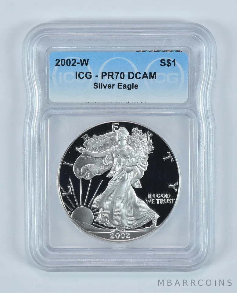 2002-W American Silver Eagle PR70 DCAM ICG