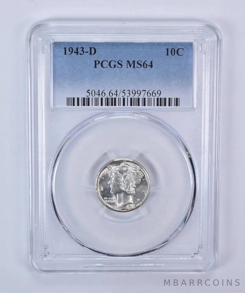 1943-D Mercury Dime MS64 PCGS Blue Label