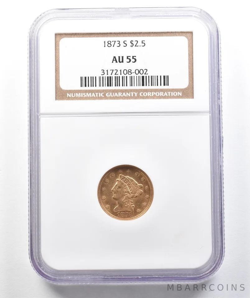 1873-S $2.50 Liberty Head Gold Quarter Eagle AU55 NGC *3040