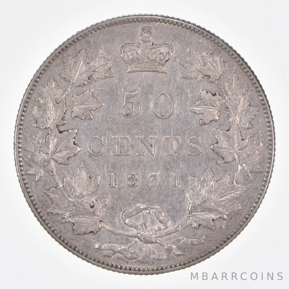 Better Date - 1871 Canada 50 Cents World Coin- Silver *449