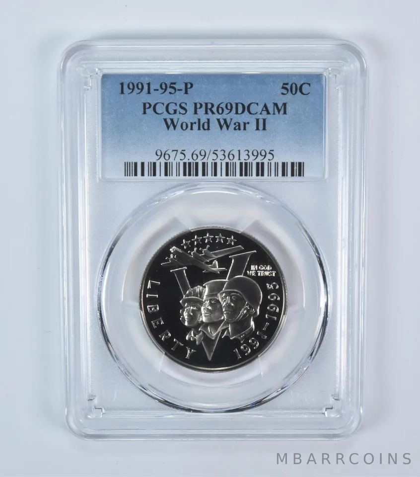 1991-95-P World War 2 WWII Commemorative Half Dollar PR69 DCAM PCGS