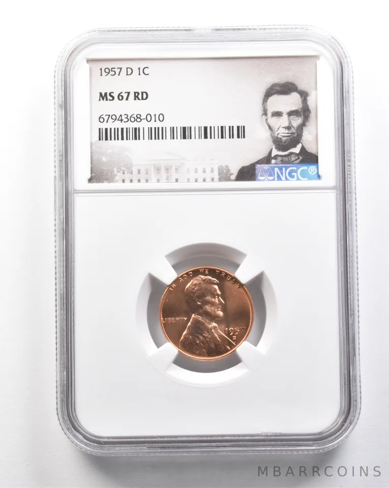 1957-D Lincoln Wheat Cent MS67 RD NGC *7494