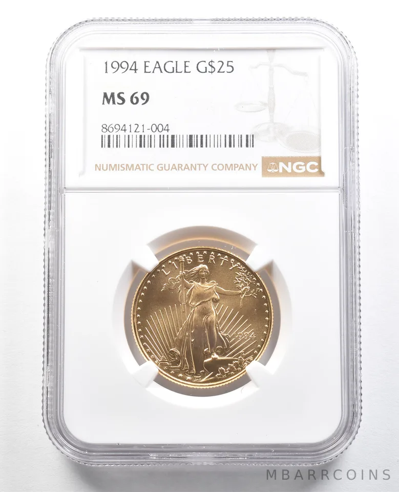 1994 $25 American Gold Eagle 1/2 Oz Gold MS69 NGC