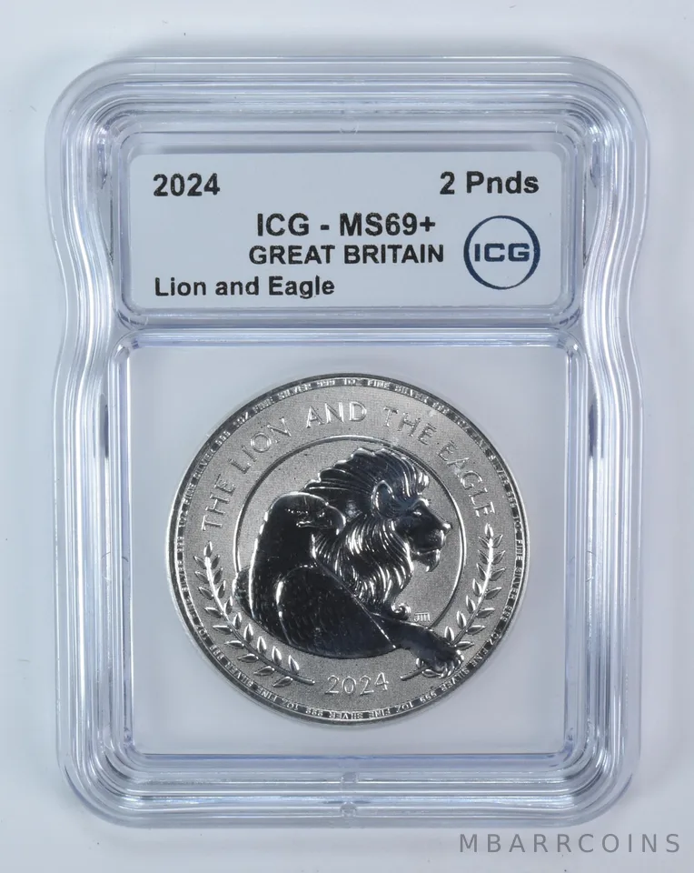 2024 Great Britain 2 Pound Silver Lion And Eagle MS69+ ICG