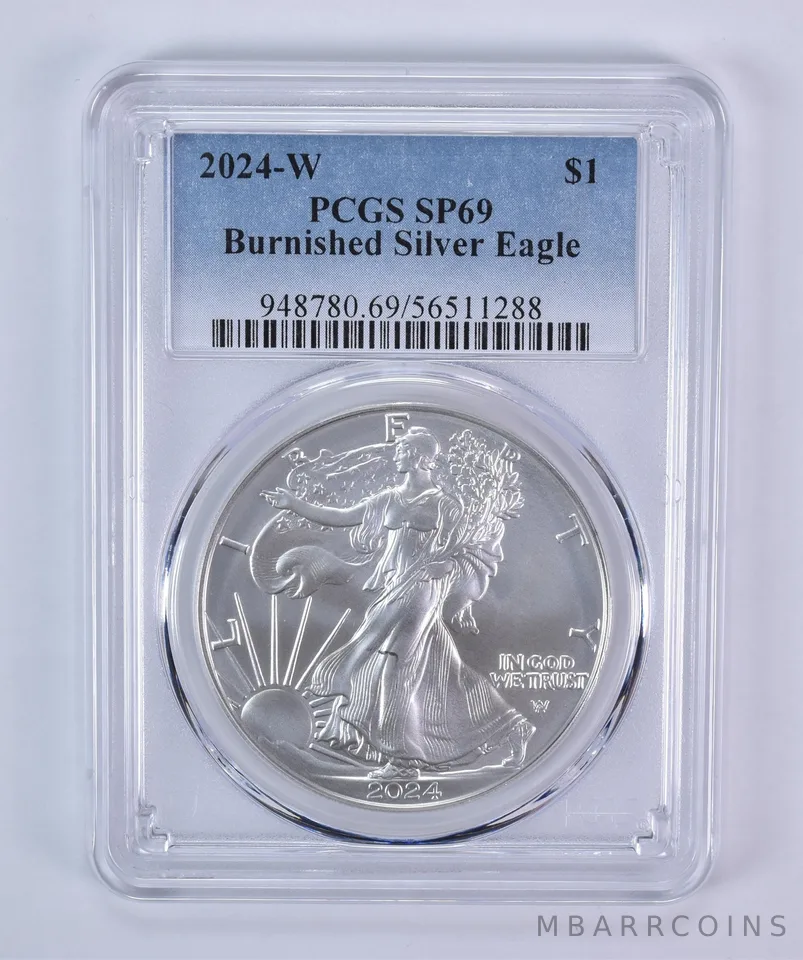 2024-W Burnished Silver Eagle SP69 PCGS Blue Label