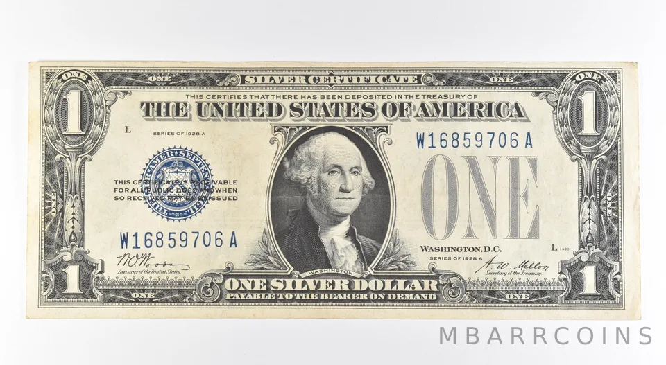 1928 A $1 Silver Certificate Blue Seal Fr#1601 *0485
