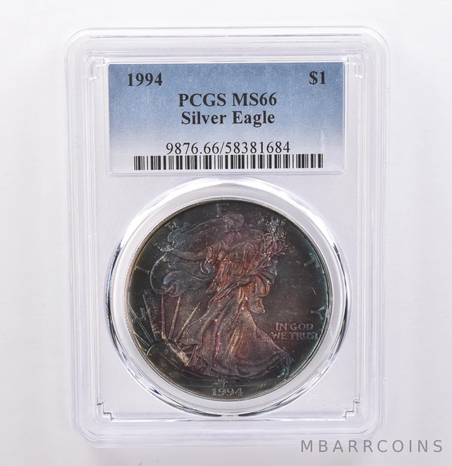 1994 American Silver Eagle MS66 PCGS Beautiful Tone *9272