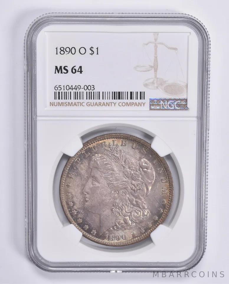 MS64 1890-O Morgan Silver Dollar NGC Awesome Color a1543