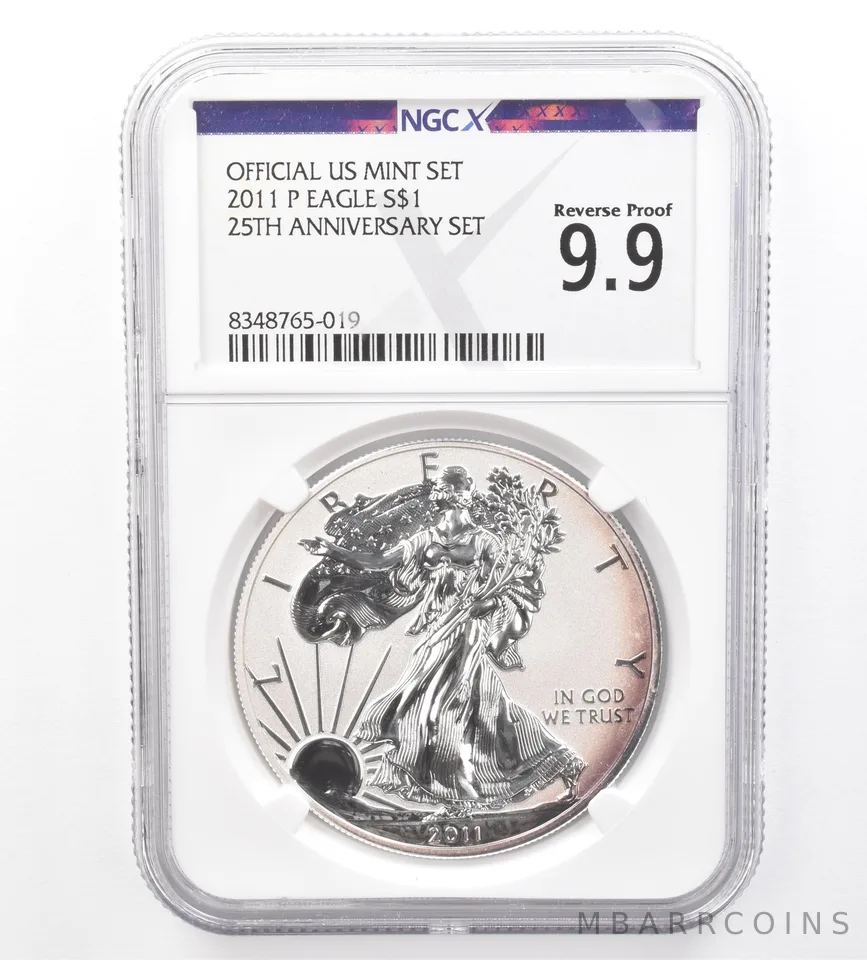 2011-P Silver Eagle 25th Anniversary Set Reverse PF 9.9 NGC X Nice Tone *1736