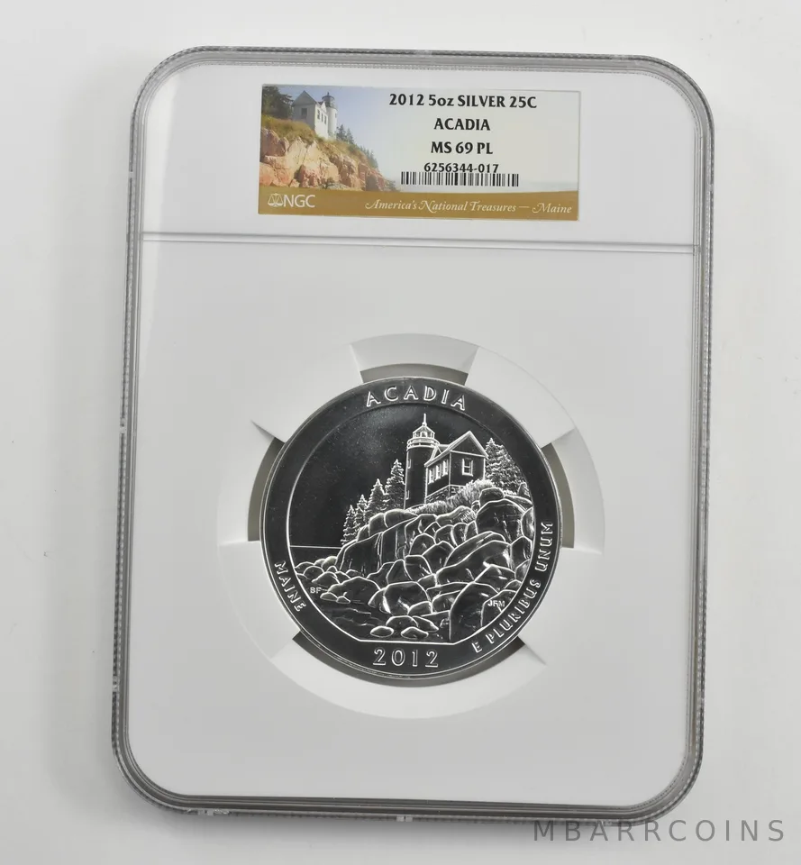 2012 5 Oz Silver Quarter America The Beautiful Acadia MS69 PL NGC *1582