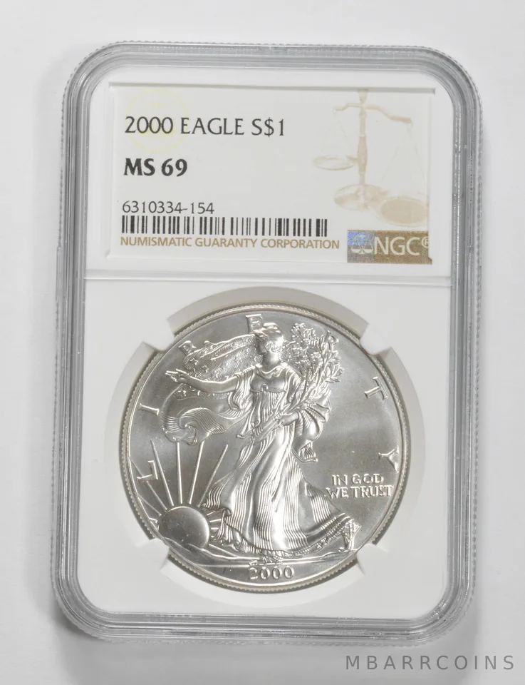 2000 American Silver Eagle MS69 NGC Brown Label