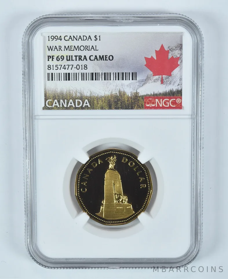 1994 Canada 1 Dollar War Memorial PF69 UCAM NGC Canada Label