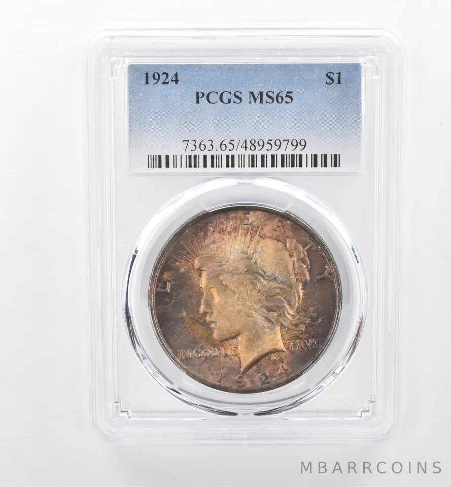 1924 Peace Silver Dollar MS65 PCGS Beautiful Tone *1940