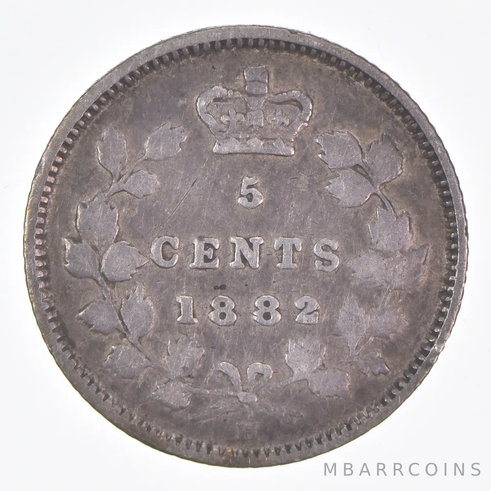 Better Date - 1882 Canada 5 Cents World Coin- Silver *120