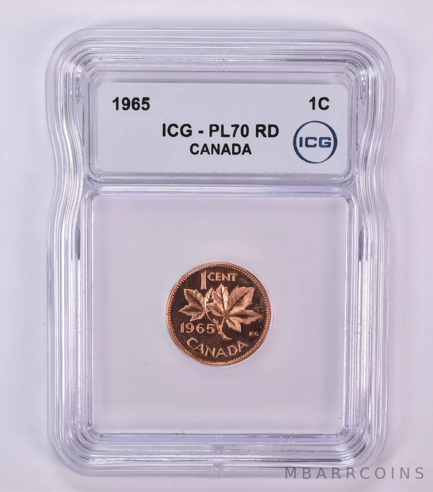 1965 Canada 1 Cent PL70 RD ICG