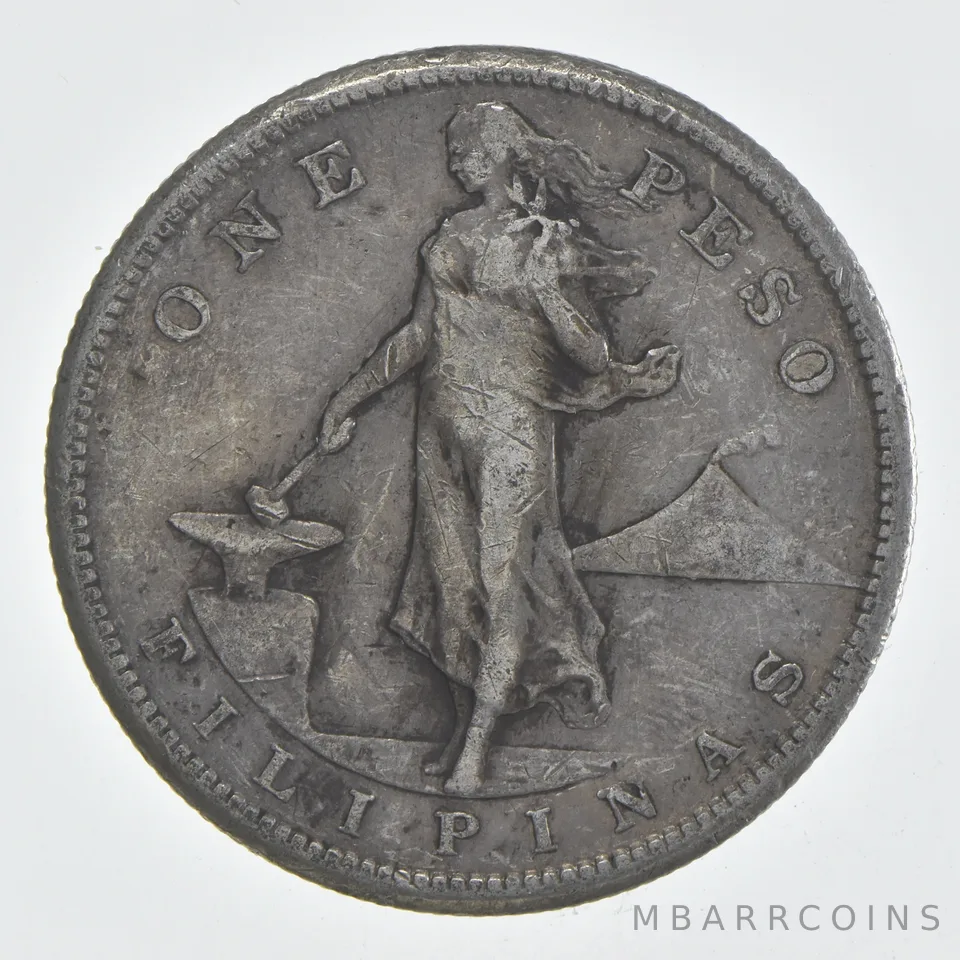 1907-S Philippines 1 Peso Beautiful Tone *0485