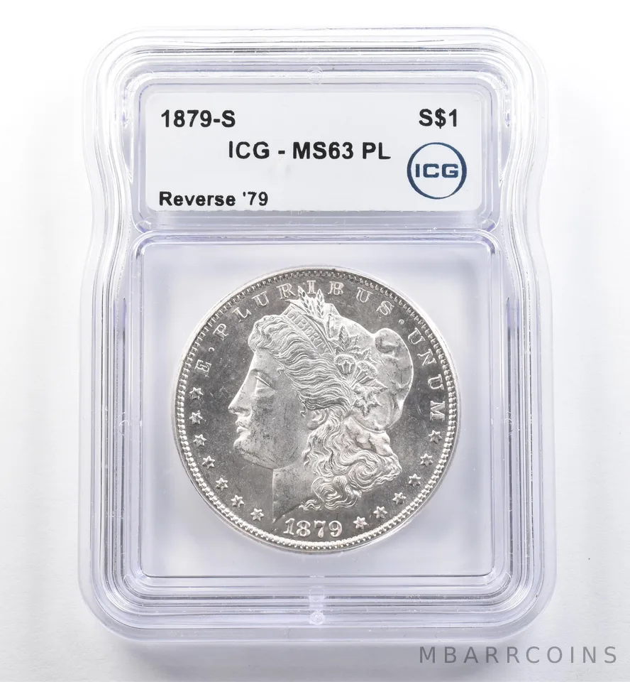 1879-S Morgan Silver Dollar Reverse Of 79 MS63 PL ICG *6013