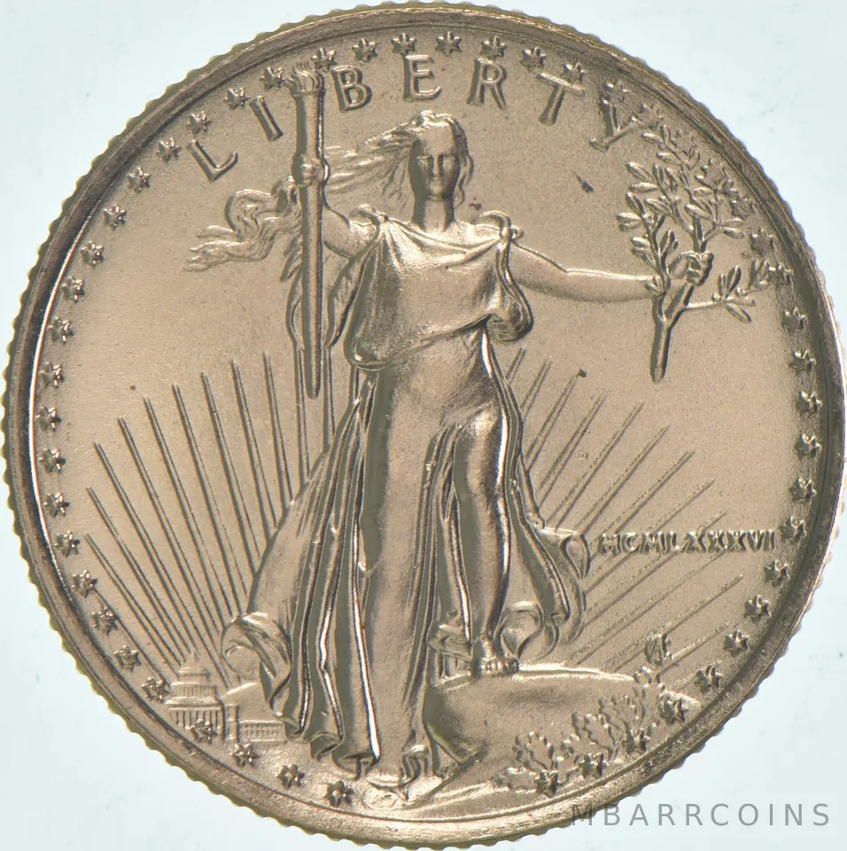 1986 $5 American Gold Eagle 1/10 Oz Gold Unc