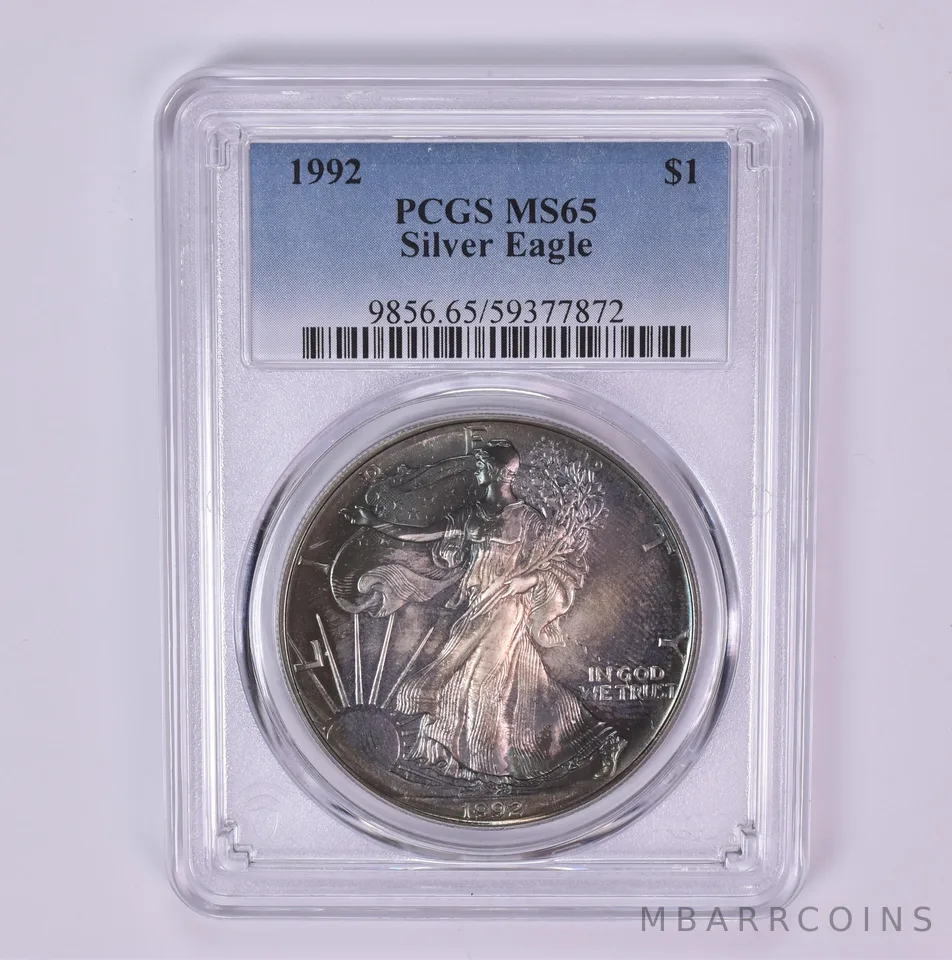 1992 American Silver Eagle MS65 PCGS Beautiful Tone *1514