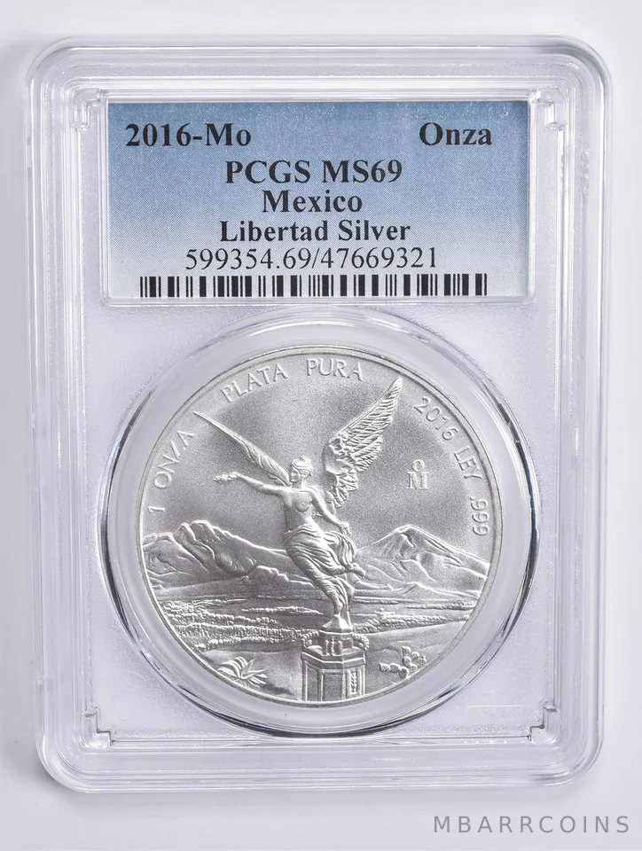 2016 MO Mexico 1 Onza Libertad Silver MS69 PCGS Blue Lbl