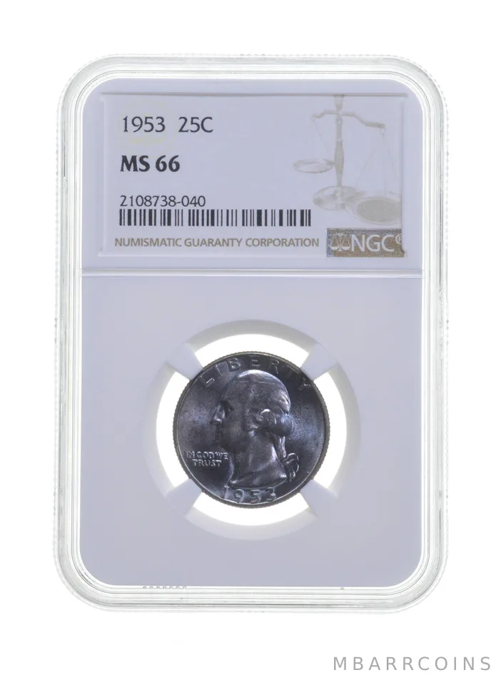 MS66 1953 Washington Quarter - Graded NGC Insane Color a4219