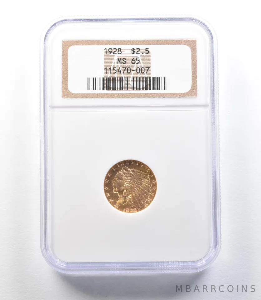 1928 $2.50 Indian Head Gold Quarter Eagle MS65 NGC Old Holder *0123