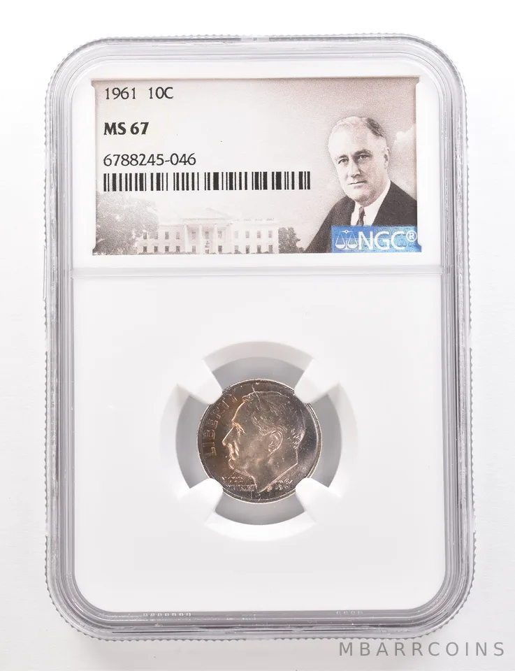 1961 Roosevelt Dime MS67 NGC Beautiful Tone *3392