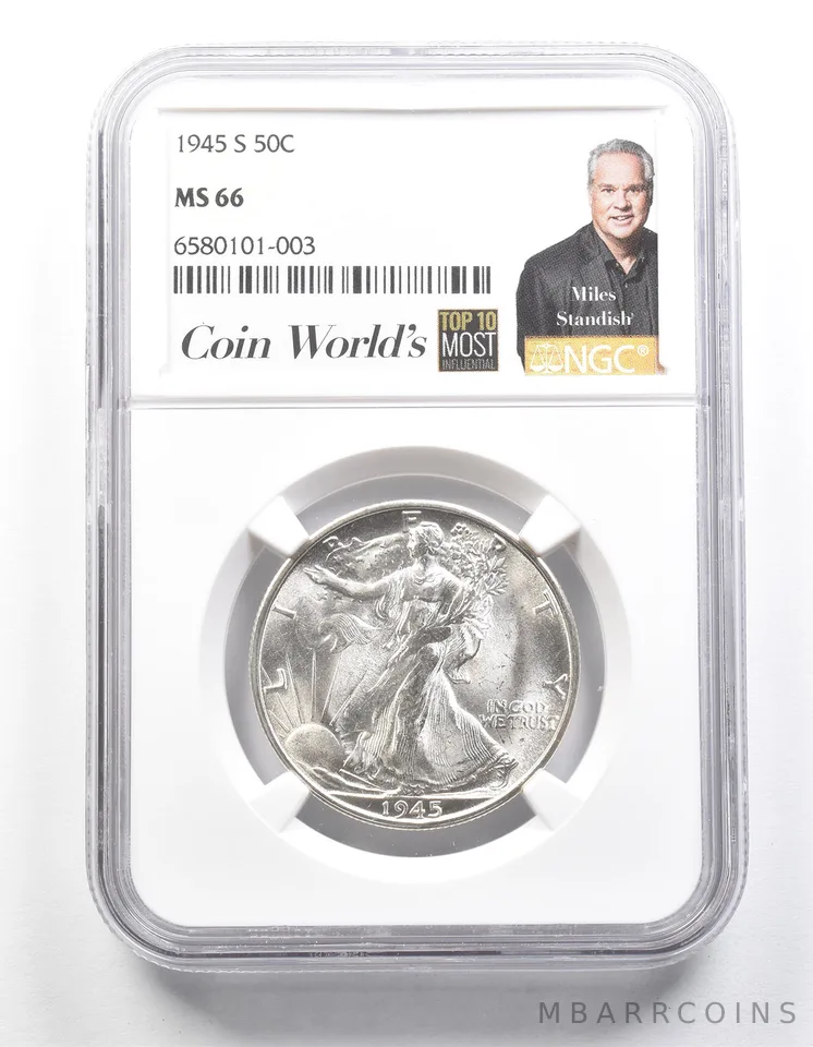 1945-S Walking Liberty Half Dollar Miles Standish MS66 NGC *1418